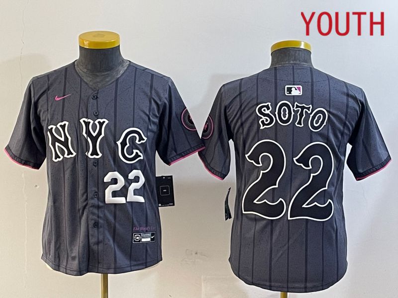 Youth New York Mets #22 Soto Black City Edition 2024 Nike MLB Jersey style 2->los angeles dodgers->MLB Jersey